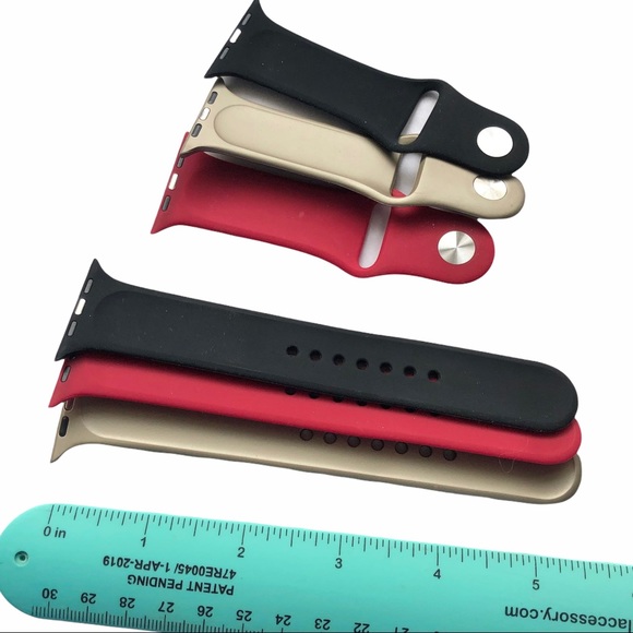 NEW 3 Sport Band Bundle Apple Watch 44/45mm M/L  Black Rose Red Gold SALE - Picture 5 of 7